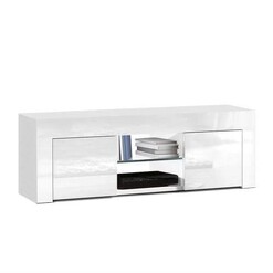 Picture of 130cm High Gloss TV Stand Entertainment Unit Storage Cabinet Tempered Glass Shelf White