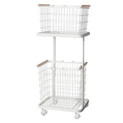Picture of 2-Tier Rollable Storage Basket Shelf Metal White Resort Living