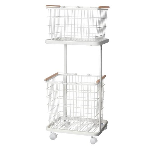 Picture of 2-Tier Rollable Storage Basket Shelf Metal White Resort Living