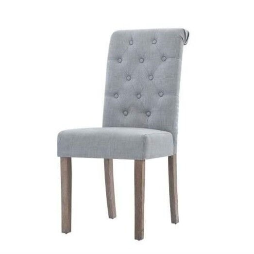 Picture of 2x Dining Chairs French Provincial Kitchen Cafe Fabric Padded High Back Pine Wood Light Grey Picture of 2x Dining Chairs French Provincial Kitchen Cafe Fabric Padded High Back Pine Wood Light Grey