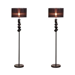 Picture of 2x Floor Lamp Metal Base Standing Light with Dark Shade Tall Lamp
