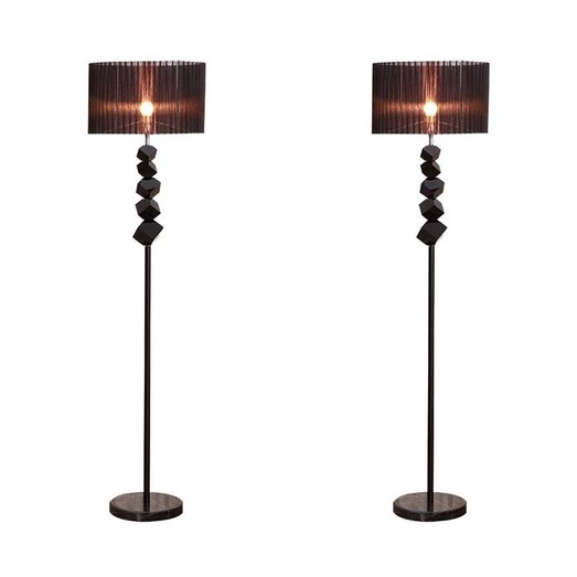 Picture of 2x Floor Lamp Metal Base Standing Light with Dark Shade Tall Lamp