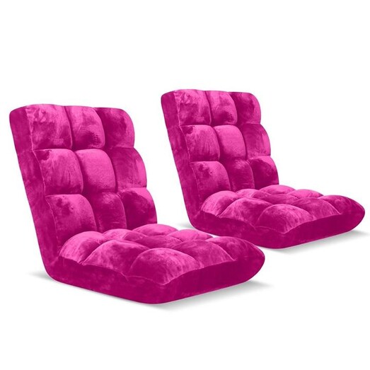 Picture of 2X Floor Recliner Folding Lounge Sofa Futon Couch Folding Chair Cushion Pink