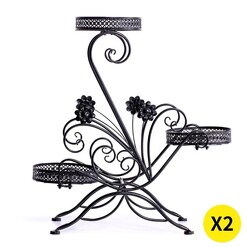 Picture of 2X Plant Stand Outdoor Indoor Flower Pot Metal Corner Shelf Garden Home Decor AU