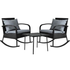 Picture of 3 Piece Outdoor Chair Rocking Set - Black
