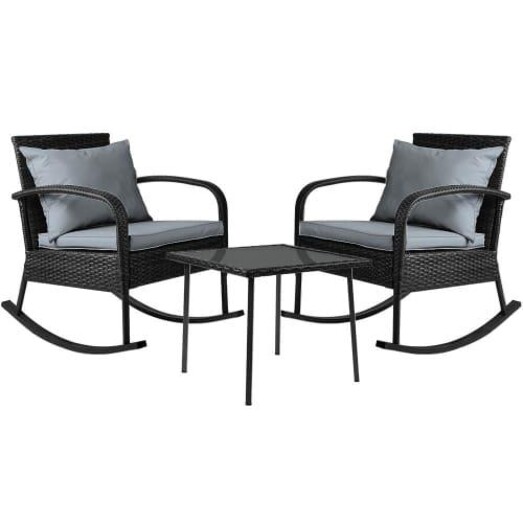 Picture of 3 Piece Outdoor Chair Rocking Set - Black