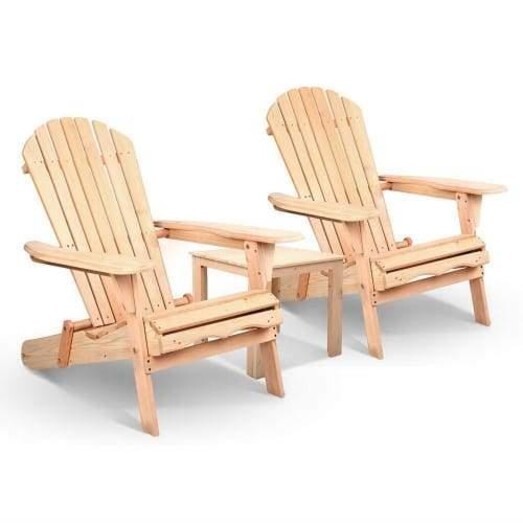 Picture of 3 Piece Wooden Outdoor Beach Chair and Table Set