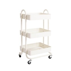 Picture of 3 Tiers Kitchen Trolley Cart Steel Storage Rack Shelf Organiser Wheels White
