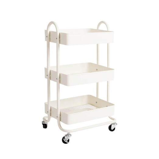Picture of 3 Tiers Kitchen Trolley Cart Steel Storage Rack Shelf Organiser Wheels White