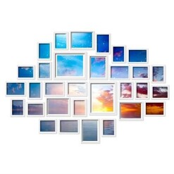 Picture of 30 PCS Photo Frame Set Wall Hanging Collage Picture Frames Home Decor Gift White