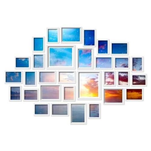 Picture of 30 PCS Photo Frame Set Wall Hanging Collage Picture Frames Home Decor Gift White