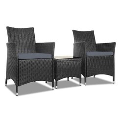 Picture of 3pc Bistro Wicker Outdoor Furniture Set Black