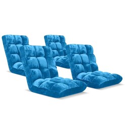 Picture of 4X Floor Recliner Folding Lounge Sofa Futon Couch Folding Chair Cushion Blue