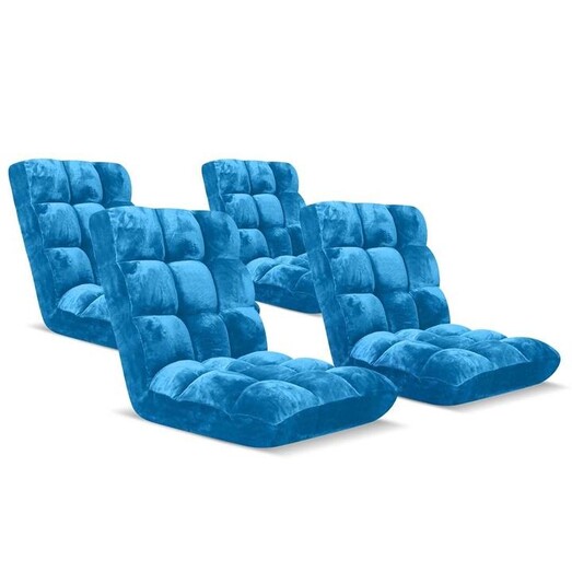 Picture of 4X Floor Recliner Folding Lounge Sofa Futon Couch Folding Chair Cushion Blue