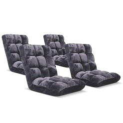 Picture of 4X Floor Recliner Folding Lounge Sofa Futon Couch Folding Chair Cushion Grey