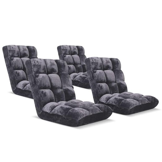 Picture of 4X Floor Recliner Folding Lounge Sofa Futon Couch Folding Chair Cushion Grey