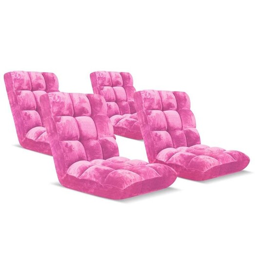 Picture of 4X Floor Recliner Folding Lounge Sofa Futon Couch Folding Chair Cushion Light Pink