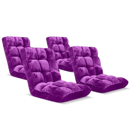 Picture of 4X Floor Recliner Folding Lounge Sofa Futon Couch Folding Chair Cushion Purple
