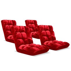 Picture of 4X Floor Recliner Folding Lounge Sofa Futon Couch Folding Chair Cushion Red