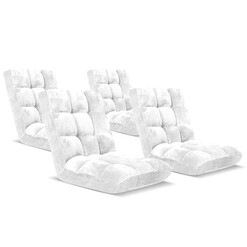 Picture of 4X Floor Recliner Folding Lounge Sofa Futon Couch Folding Chair Cushion White