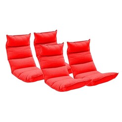 Picture of 4X Foldable Tatami Floor Sofa Bed Meditation Lounge Chair Recliner Lazy Couch Red