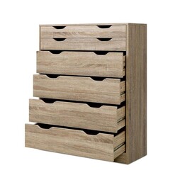 Picture of 6 Chest of Drawers Tallboy Dresser Table Storage Cabinet Oak Bedroom