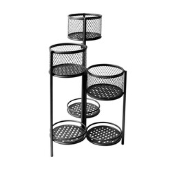 Picture of 6 Tier Plant Stand Swivel Outdoor Indoor Metal Stands Flower Shelf Rack Garden Black