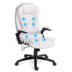 Picture of 8 Point PU Leather Reclining Massage Chair - White
