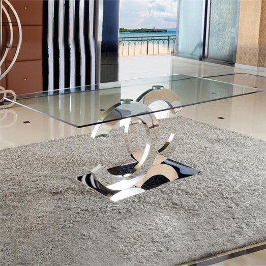 Picture of Abrams Dining Table Glass Silver Rothbury Home