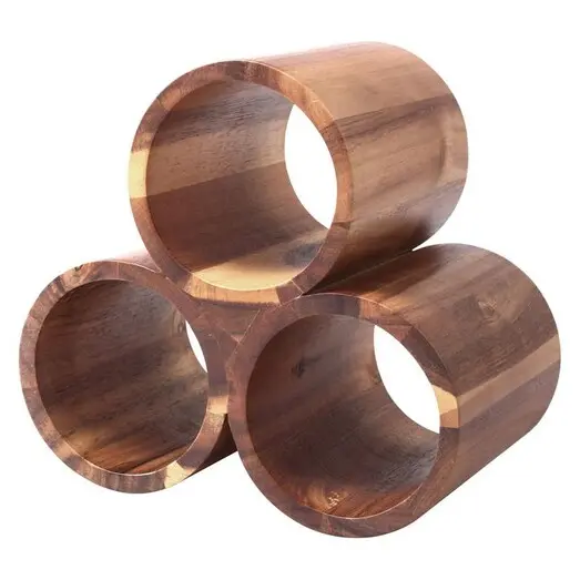 Picture of Acacia 3-Bottle Tabletop Wine Rack Brown/Natural Sherwood