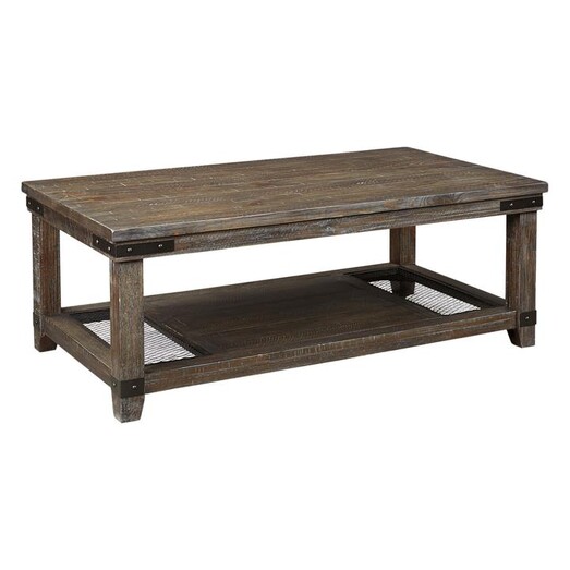 Picture of Adair Farmhouse Wooden Coffee Table Pine Rustic Brown Jasper Home Living