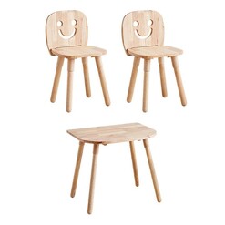 Picture of Adjustable Smiley Kids Table & Chairs Set Solid Wood Natural Natural Signature