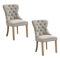 Picture of Adora Set of 2 Upholstered Dining Chairs Polyester Beige Emporium Oggetti