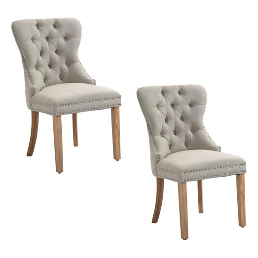 Picture of Adora Set of 2 Upholstered Dining Chairs Polyester Beige Emporium Oggetti