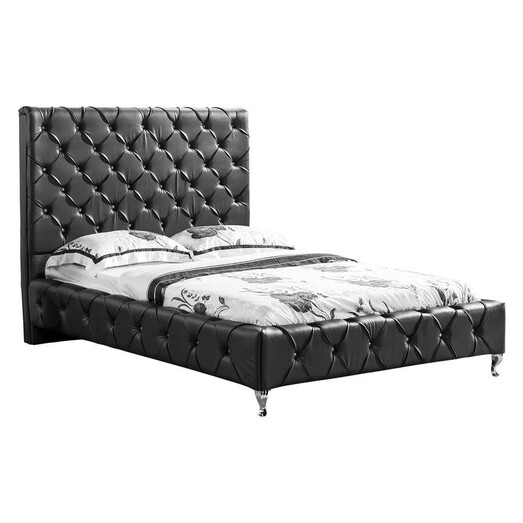 Picture of Aike Queen Bed, Black Faux Leather Rothbury Home