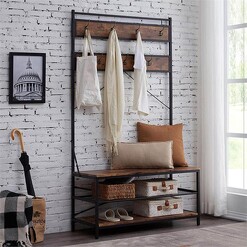 Picture of Aina Combined Hallway Storage Bench Unit MDF Brown/Black IHOMDEC