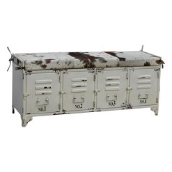 Picture of Aisley Eclectic Storage Bench Metal White/Brown Phil Bee Interiors