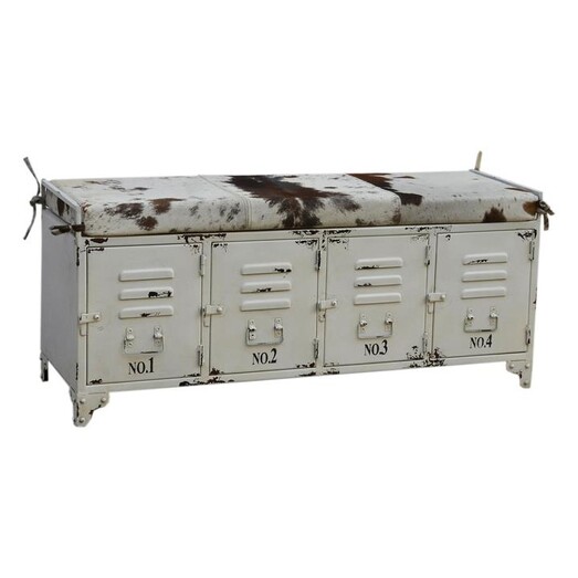 Picture of Aisley Eclectic Storage Bench Metal White/Brown Phil Bee Interiors