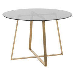Picture of Akira Round Glass Top Dining Table Black HOMESTAR