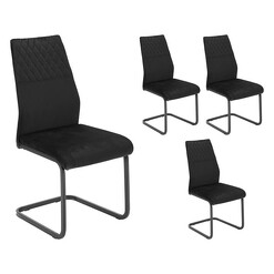 Picture of Alannah Set of 4 Velvet Dining Chairs in Black by Bay Road Designs