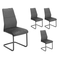 Picture of Alannah Set of 4 Velvet Dining Chairs in Grey by Bay Road Designs