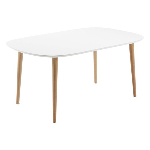 Picture of Alberto Extendable Dining Table, White MDF White/Natural Vida & Co. Picture of Alberto Extendable Dining Table, White MDF White/Natural Vida & Co.