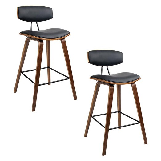 Picture of Aldina Bar Stool (Set of 2) Faux Leather Black Resort Living
