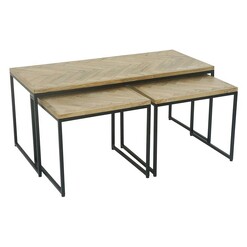 Picture of Aleena Parquet 3-Piece Coffee Table Set Wood Antique Natural Mise En Scene