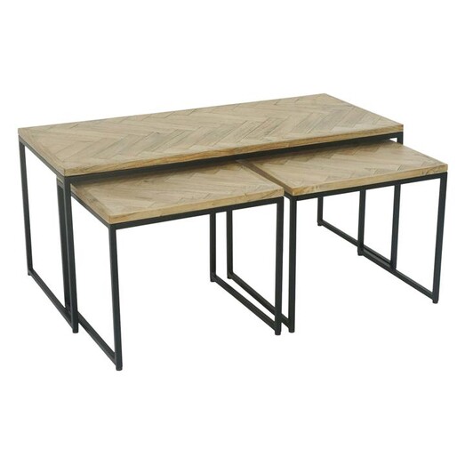 Picture of Aleena Parquet 3-Piece Coffee Table Set Wood Antique Natural Mise En Scene Picture of Aleena Parquet 3-Piece Coffee Table Set Wood Antique Natural Mise En Scene