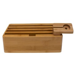 Picture of All Dock Classic 4-Piece Charging Station Set, Bamboo ALLDOCK