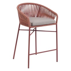 Picture of Allaire Rope Indoor/Outdoor Bar Stool in Terracotta by Vida & Co.