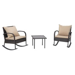 Picture of Alma Rattan 3-Piece Rocking Chair with Side Table in Brown by Homeflex