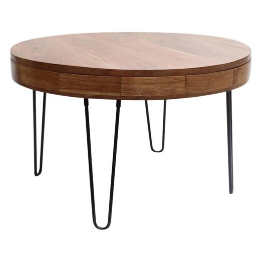 Picture of Almada Round Timber Coffee Table in Black by j.elliot HOME