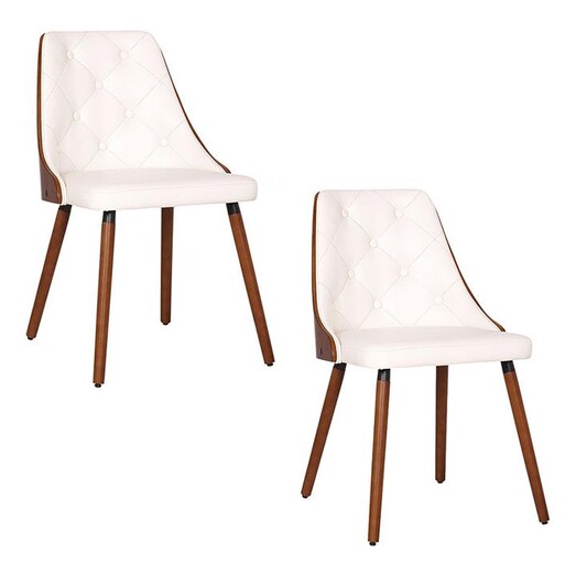Picture of Almeida Set of 2 Faux Leather Dining Chairs in White by casabona